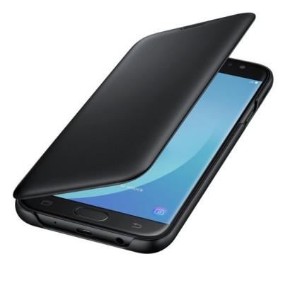 Samsung Galaxy J7 2017 (J730)  originalus Wallet Cover atverčiamas juodas odinis dėklas - piniginė / Priedai.lt
