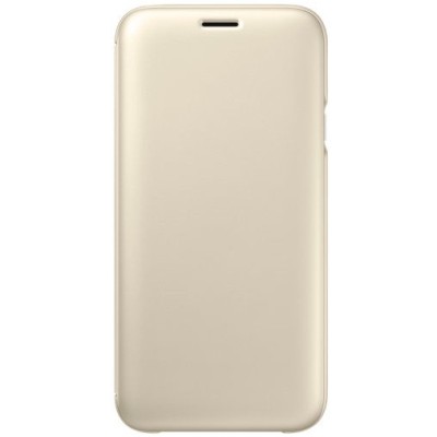 Samsung Galaxy J7 2017 (J730)  originalus Wallet Cover atverčiamas auksinis odinis dėklas - piniginė / Priedai.lt