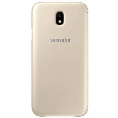 Samsung Galaxy J7 2017 (J730)  originalus Wallet Cover atverčiamas auksinis odinis dėklas - piniginė / Priedai.lt