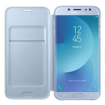 Samsung Galaxy J7 2017 (J730)  originalus Wallet Cover atverčiamas šviesiai mėlynas odinis dėklas - piniginė / Priedai.lt