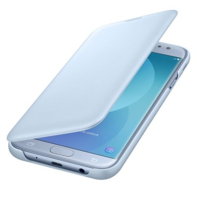 Samsung Galaxy J7 2017 (J730)  originalus Wallet Cover atverčiamas šviesiai mėlynas odinis dėklas - piniginė / Priedai.lt
