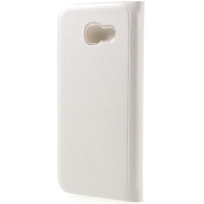 Samsung Galaxy A7 2017 (A720) baltas odinis atverčiamas Flip Wallet dėklas - piniginė / Priedai.lt