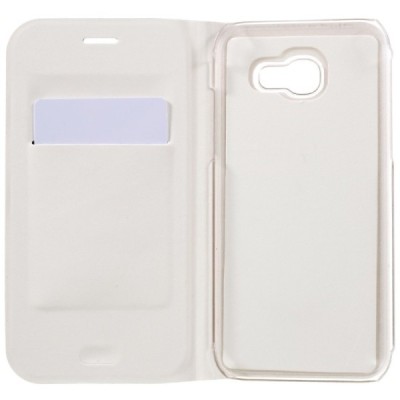 Samsung Galaxy A7 2017 (A720) baltas odinis atverčiamas Flip Wallet dėklas - piniginė / Priedai.lt