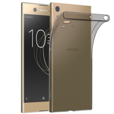 Sony Xperia XA1 skaidrus (permatomas) silikoninis TPU ploniausias pasaulyje pilkas dėklas / Priedai.lt