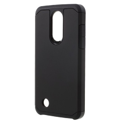 Sustiprintos apsaugos LG K8 2017 (X240, M200N) juodas kieto silikono (TPU) ir plastiko dėklas / Priedai.lt