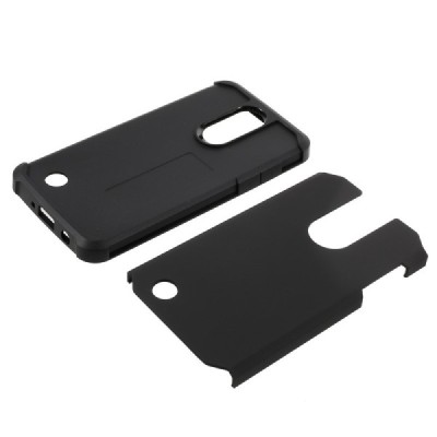 Sustiprintos apsaugos LG K8 2017 (X240, M200N) juodas kieto silikono (TPU) ir plastiko dėklas / Priedai.lt