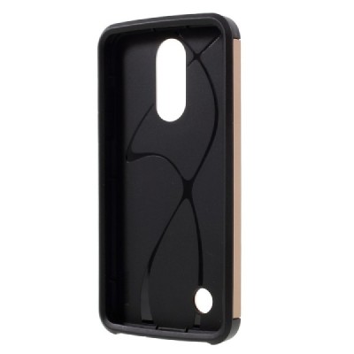 Sustiprintos apsaugos LG K8 2017 (X240, M200N) rožinis kieto silikono (TPU) ir plastiko dėklas / Priedai.lt