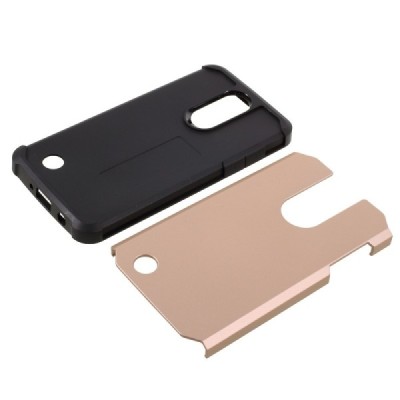 Sustiprintos apsaugos LG K8 2017 (X240, M200N) rožinis kieto silikono (TPU) ir plastiko dėklas / Priedai.lt