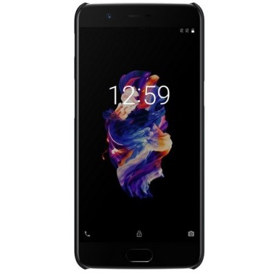 OnePlus 5 (OnePlus Five) Nillkin Frosted Shield juodas plastikinis dėklas / Priedai.lt
