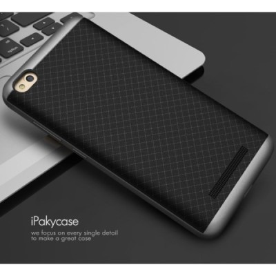 Xiaomi Redmi 4A „IPAKY“ kieto silikono TPU juodas (pilkais apvadais) dėklas - nugarėlė / Priedai.lt