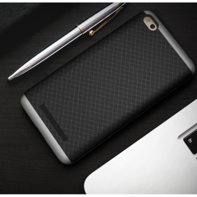 Xiaomi Redmi 4A „IPAKY“ kieto silikono TPU juodas (pilkais apvadais) dėklas - nugarėlė / Priedai.lt
