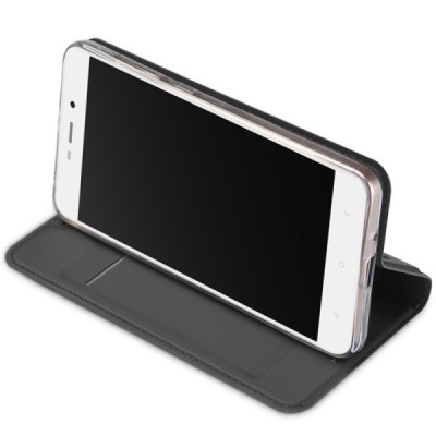 „Dux Ducis“ Skin serijos Xiaomi Redmi 4A juodas odinis atverčiamas dėklas / Priedai.lt
