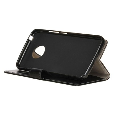 Motorola Moto G 5 kartos (Gen 5) atverčiamas juodas odinis dėklas, knygutė - piniginė / Priedai.lt
