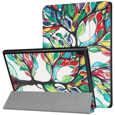 Lenovo Tab410 Plus (TB-X704F) atverčiamas spalvotas, baltas odinis dėklas - knygutė / Priedai.lt