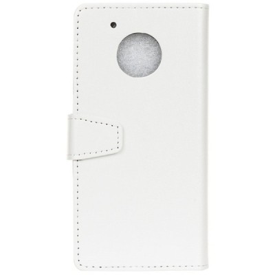 Moto G 5 kartos (Gen 5) atverčiamas baltas odinis dėklas, knygutė - piniginė / Priedai.lt