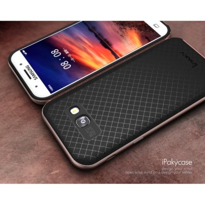Samsung Galaxy A5 2017 (A520) „IPAKY“ kieto silikono TPU juodas (rožinės spalvos apvadais) dėklas - nugarėlė / Priedai.lt