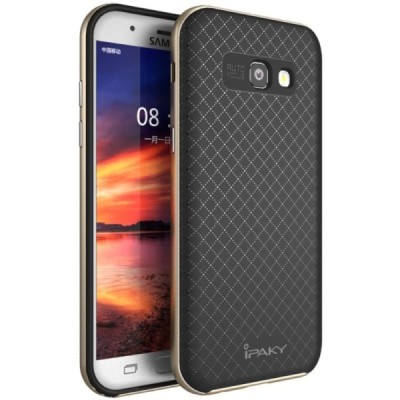 Samsung Galaxy A5 2017 (A520) „IPAKY“ kieto silikono TPU juodas (aukso spalvos apvadais) dėklas - nugarėlė / Priedai.lt