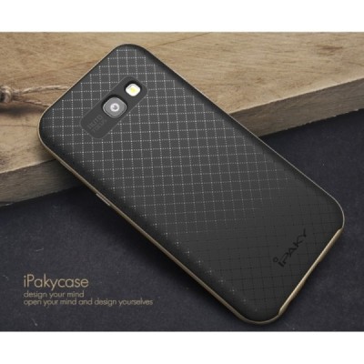 Samsung Galaxy A5 2017 (A520) „IPAKY“ kieto silikono TPU juodas (aukso spalvos apvadais) dėklas - nugarėlė / Priedai.lt