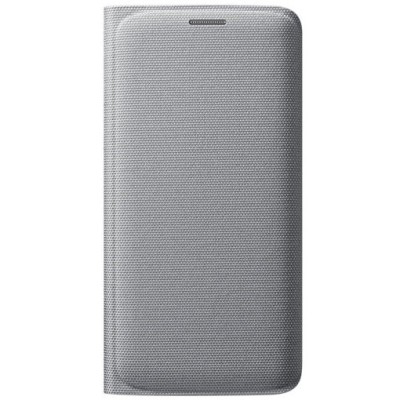 Samsung Galaxy S6 Edge originalus Flip Wallet Cover atverčiamas sidabrinis dėklas / Priedai.lt