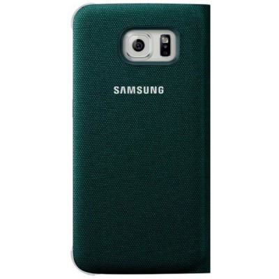 Samsung Galaxy S6 Edge originalus Flip Wallet Cover atverčiamas žalias dėklas / Priedai.lt