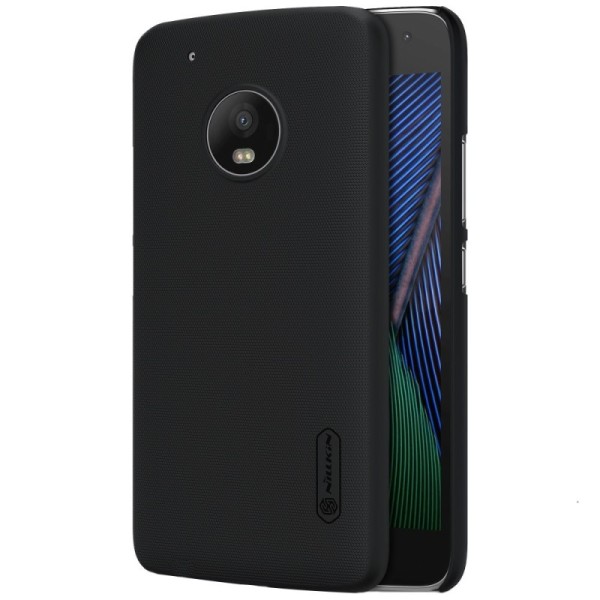 „Nillkin“ Frosted Shield dėklas - juodas + apsauginė ekrano plėvelė (Moto G5 Plus)
