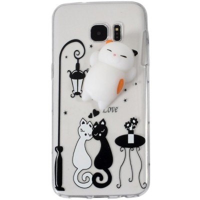 Samsung Galaxy S7 (G930) „Squezy“ Cat kieto silikono TPU skaidrus dėklas - nugarėlė / Priedai.lt