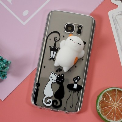 Samsung Galaxy S7 (G930) „Squezy“ Cat kieto silikono TPU skaidrus dėklas - nugarėlė / Priedai.lt
