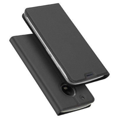 „Dux Ducis“ Skin serijos Motorola Moto G5 Plus (Gen 5 XT1684) juodas odinis atverčiamas dėklas / Priedai.lt
