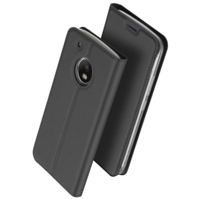 „Dux Ducis“ Skin serijos Motorola Moto G5 Plus (Gen 5 XT1684) juodas odinis atverčiamas dėklas / Priedai.lt