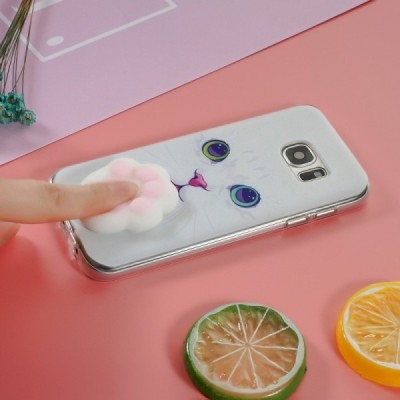 Samsung Galaxy S7 (G930) „Squezy“ Pėdutė kieto silikono TPU baltas dėklas - nugarėlė / Priedai.lt