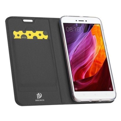 „Dux Ducis“ Skin serijos Xiaomi Redmi 4X juodas odinis atverčiamas dėklas / Priedai.lt