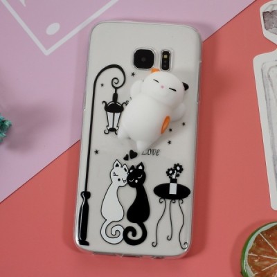 Samsung Galaxy S7 Edge (G935) „Squezy“ Cat kieto silikono TPU skaidrus dėklas - nugarėlė / Priedai.lt