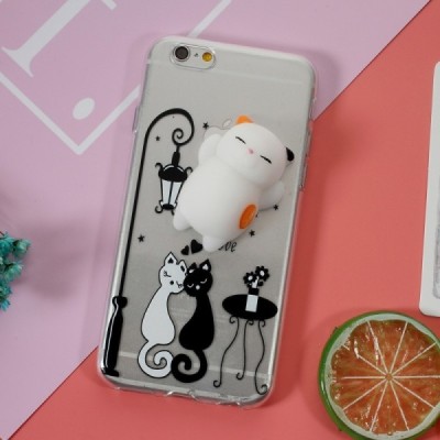Apple iPhone 6 ir Apple iPhone 6s „Squezy“ Cat kieto silikono TPU skaidrus dėklas - nugarėlė / Priedai.lt