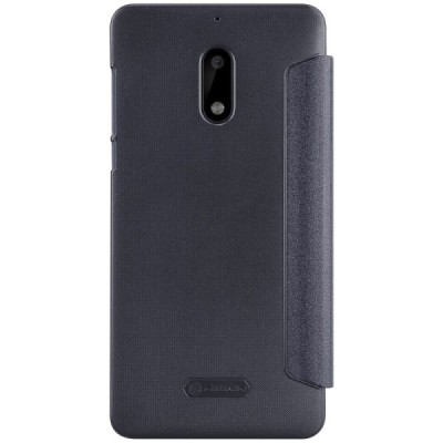 Nokia 6 pilkas odinis atverčiamas Nillkin Sparkle dėklas / Priedai.lt