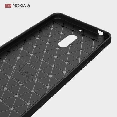 Nokia 6 „Carbon“ kieto silikono TPU juodas dėklas - nugarėlė / Priedai.lt