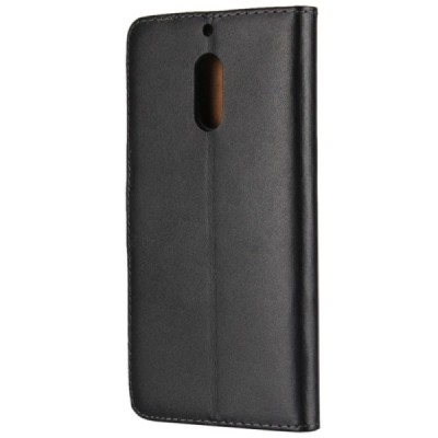 Nokia 6 atverčiamas juodas odinis dėklas, knygutė - piniginė / Priedai.lt