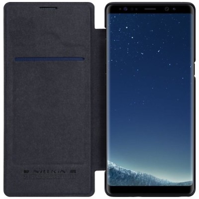 Prabangus „Nillkin“ Qin serijos juodas odinis atverčiamas Samsung Galaxy Note 8 (N950F) dėklas / Priedai.lt