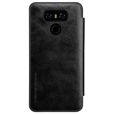 Prabangus „Nillkin“ Qin serijos juodas odinis atverčiamas LG G6 (H870) dėklas / Priedai.lt