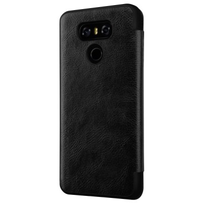 Prabangus „Nillkin“ Qin serijos juodas odinis atverčiamas LG G6 (H870) dėklas / Priedai.lt