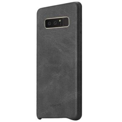 „USAMS“ Slim Leather Samsung Galaxy Note 8 (N950F) juodas odinis dėklas - nugarėlė / Priedai.lt