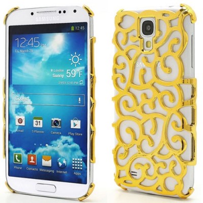 Elegantiškas plastikinis auksinės spalvos Samsung Galaxy S4 dėklas (dėkliukas, nugarėlė) / Priedai.lt