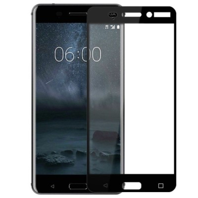 Nokia 6 „Calans“ 9H Tempered Glass sustiprintos apsaugos juodas pilnai dengiantis apsauginis ekrano stiklas 0,2 mm / Priedai.lt