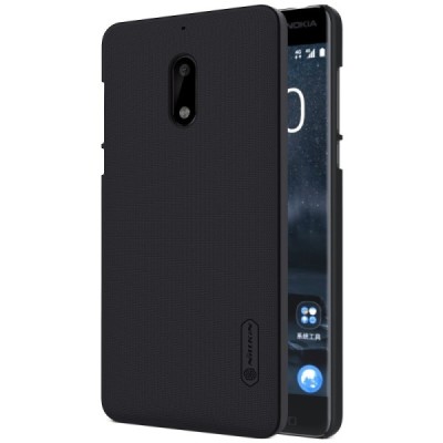 Nokia 6 Frosted Shield juodas plastikinis dėklas + apsauginė ekrano plėvelė / Priedai.lt