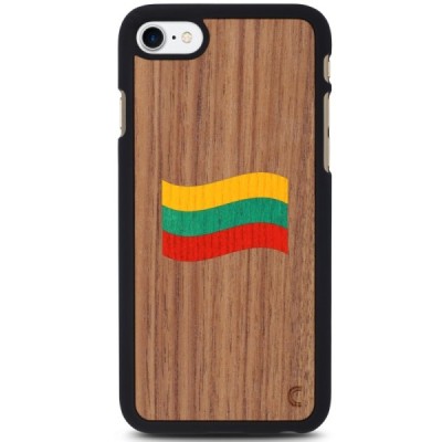 Apple iPhone 7 (iPhone 8) „Crafted Cover“ Lietuvos vėliava natūralaus medžio dėklas (šviesus medis) / Priedai.lt