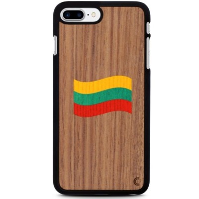 Apple iPhone 7 Plus (iPhone 8 Plus) „Crafted Cover“ Lietuvos vėliava natūralaus medžio dėklas (šviesus medis) / Priedai.lt