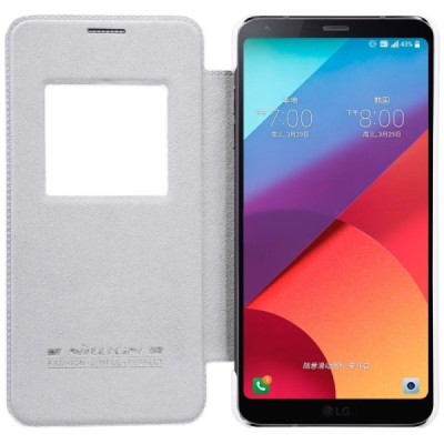 Prabangus „Nillkin“ Qin serijos baltas odinis atverčiamas LG G6 (H870) dėklas / Priedai.lt
