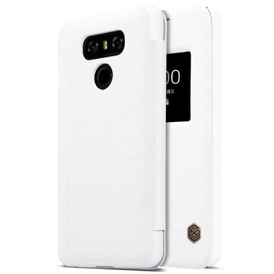 Prabangus „Nillkin“ Qin serijos baltas odinis atverčiamas LG G6 (H870) dėklas / Priedai.lt
