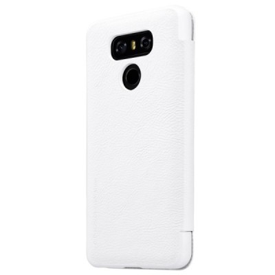 Prabangus „Nillkin“ Qin serijos baltas odinis atverčiamas LG G6 (H870) dėklas / Priedai.lt