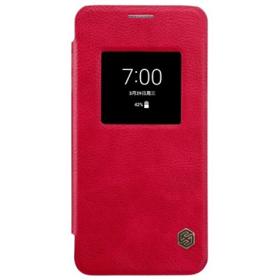 Prabangus „Nillkin“ Qin serijos raudonas odinis atverčiamas LG G6 (H870) dėklas / Priedai.lt