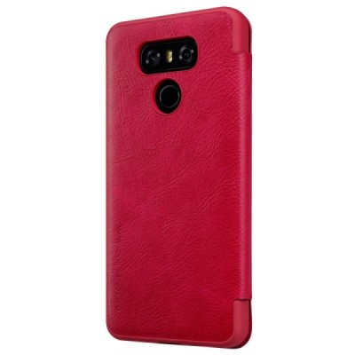 Prabangus „Nillkin“ Qin serijos raudonas odinis atverčiamas LG G6 (H870) dėklas / Priedai.lt